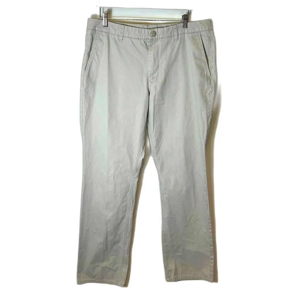 Bonobos Men's Light Tan Flat Front Straight Leg Classic Chino Pants Sz 36 X 33